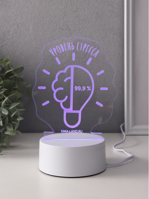 Светильник 3D RISALUX «Уровень стресса 99.9%», LED-ночник, RGB, от сети, 9.5×12.8×14.9 см