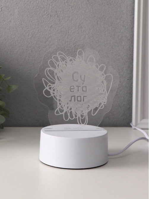 Светильник 3D RISALUX «Суетолог», LED-ночник, RGB, от сети, 9.5×13.2×14.6 см