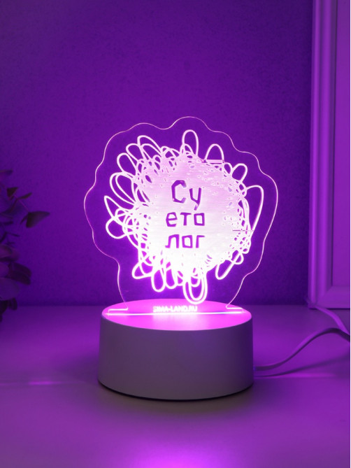Светильник 3D RISALUX «Суетолог», LED-ночник, RGB, от сети, 9.5×13.2×14.6 см