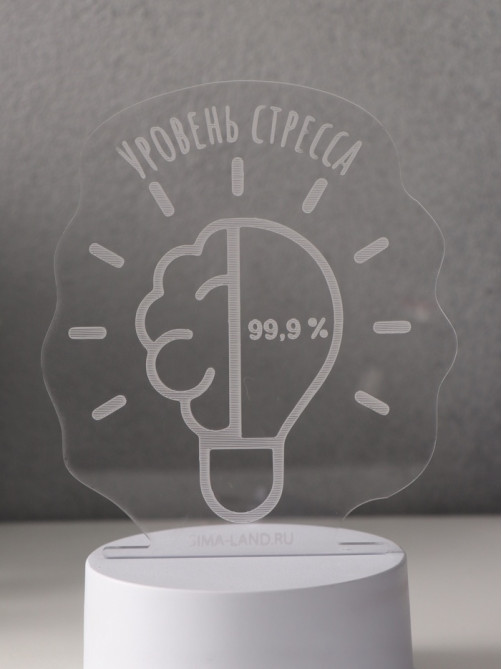 Светильник 3D RISALUX «Уровень стресса 99.9%», LED-ночник, RGB, от сети, 9.5×12.8×14.9 см