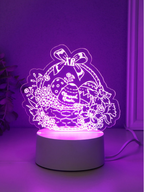 Светильник 3D RISALUX «Пасхальная корзинка», LED-ночник, RGB, от сети, 9.5×17×16.3 см