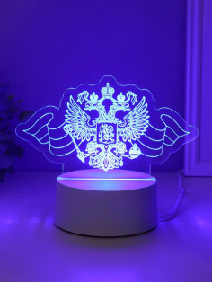 Светильник 3D RISALUX «Герб», LED-ночник, RGB, от сети, 9.5×16×9.9 см
