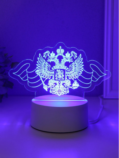 Светильник 3D RISALUX «Герб», LED-ночник, RGB, от сети, 9.5×16×9.9 см