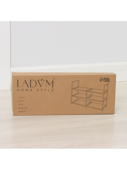 Полка для обуви LaDо́m, 3 яруса, 90×30×57 см, чёрная