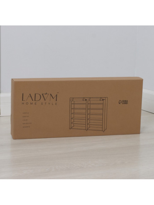 Полка для обуви с чехлом LaDо́m, двойная, 6 уровней, 117×30×106 см, бежевая