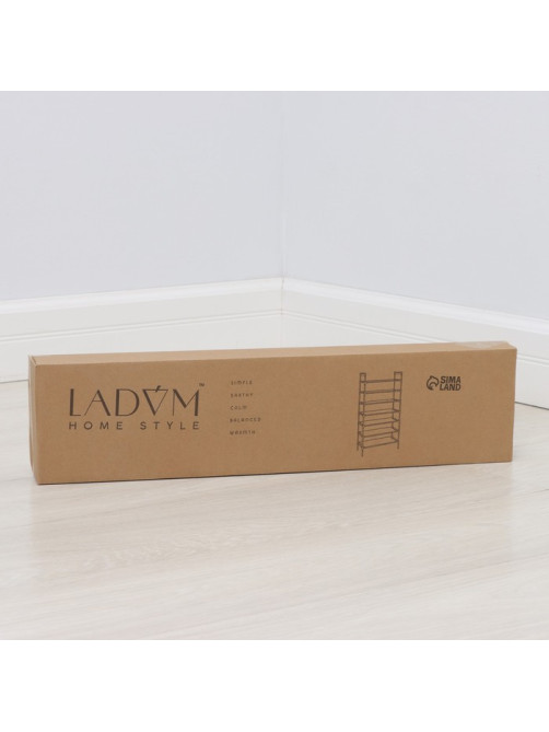 Полка для обуви LaDо́m, 7 ярусов, 60×30×120 см, белая