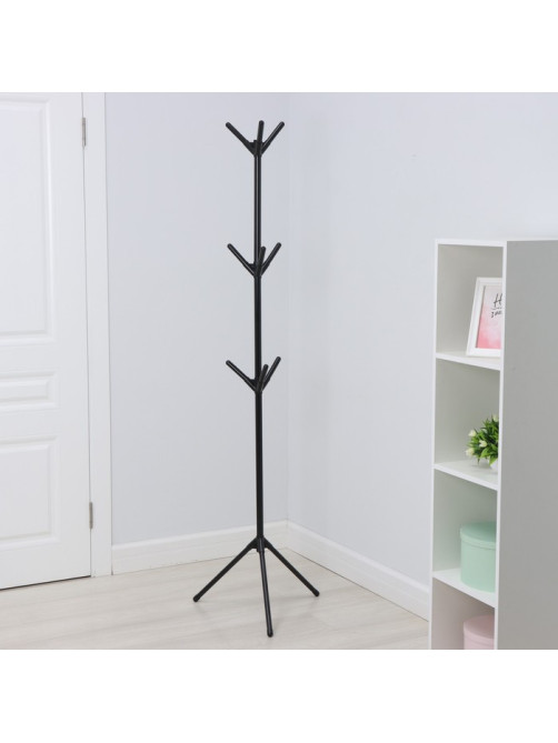 Вешалка напольная Tree, 160 см, металл, 3 ряда крючков, чёрная