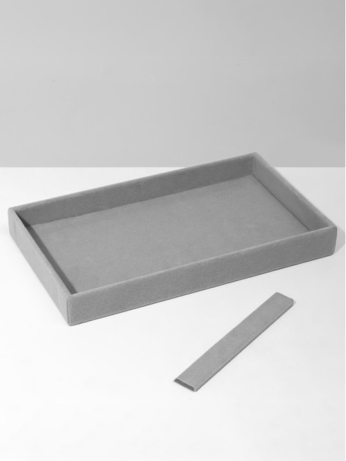 Подставка для украшений QF, 2 места, флок, 21×12.5×2.5 см, серая