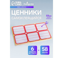 Набор 58 листов: ценники самоклеящиеся, 53×65 мм, 6 штук на 1 листе