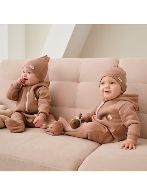Комбинезон детский с капюшоном «Крошка Я» BASIC LINE, коричневый, рост 86-92 см