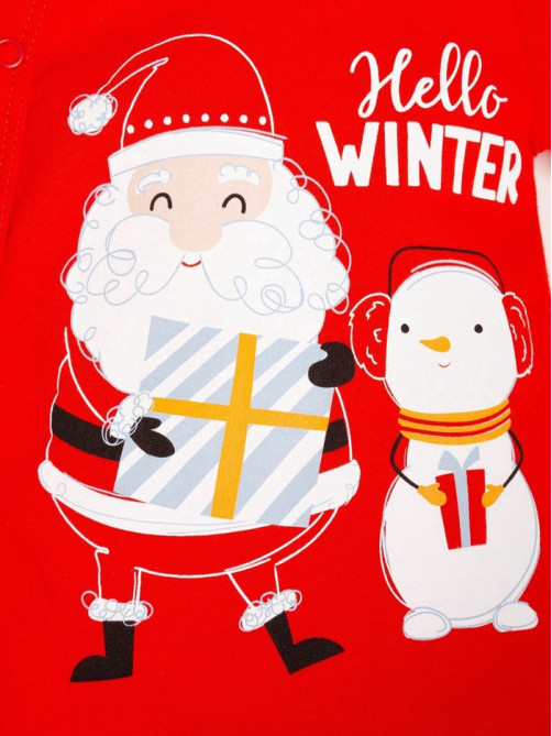 Комбинезон детский «Крошка Я» Happy winter, рост 86-92 см, красный