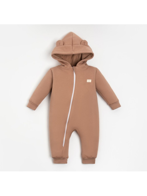 Комбинезон детский с капюшоном «Крошка Я» BASIC LINE, коричневый, рост 74-80 см