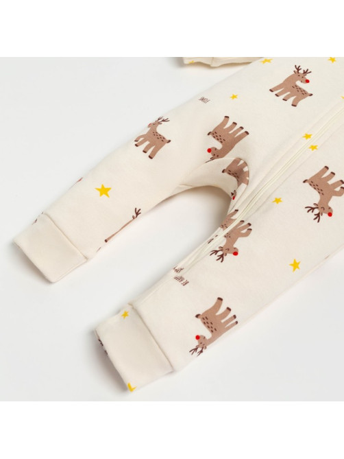 Комбинезон детский «Крошка Я» Mery Xmas, рост 74-80 см, бежевый