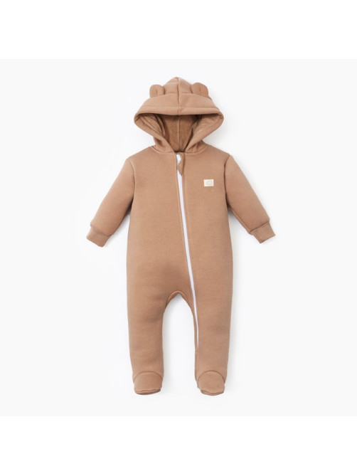 Комбинезон детский с капюшоном «Крошка Я» BASIC LINE, коричневый, рост 62-68 см