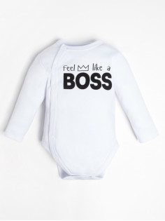 Боди детское «Крошка Я» Little Boss, рост 86-92 см, белое