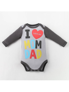Боди детский «Крошка Я» Mum and Dad, рост 80-86 см, серое