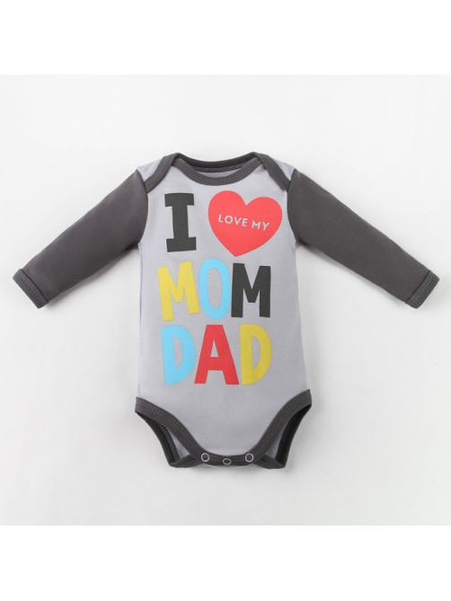 Боди детский «Крошка Я» Mum and Dad, рост 80-86 см, серое