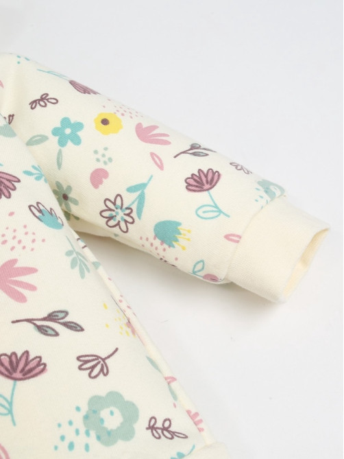 Костюм для девочки (толстовка, брюки) «Крошка Я» Flower, рост 62-68 см, бежевый