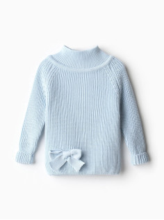 Свитер вязаный для девочки MINAKU: Cozy Winter, голубой, размер 26-28 (86-92 см)