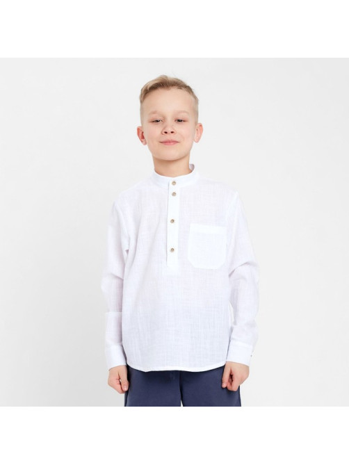 Рубашка для мальчика MINAKU: Casual Collection, белая, размер 30-32 (110-116 см)