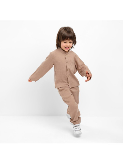 Костюм (рубашка и брюки) для мальчика KAFTAN «Муслин», бежевый, размер 26 (80-86 см)