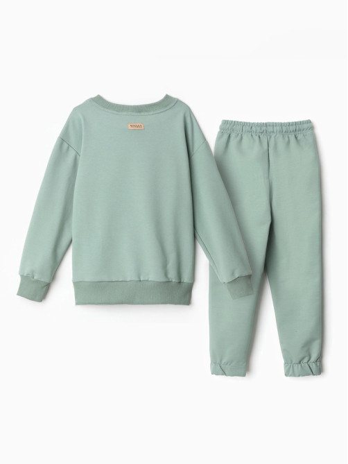 Костюм (свитшот и брюки) детский MINAKU: Casual Collection, цвет оливы, рост 134 см