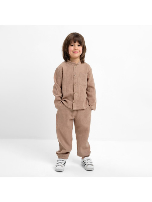Костюм (рубашка и брюки) для мальчика KAFTAN «Муслин», бежевый, размер 30 (98-104 см)