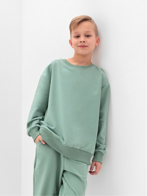 Костюм (свитшот и брюки) детский MINAKU: Casual Collection, цвет оливы, рост 146 см