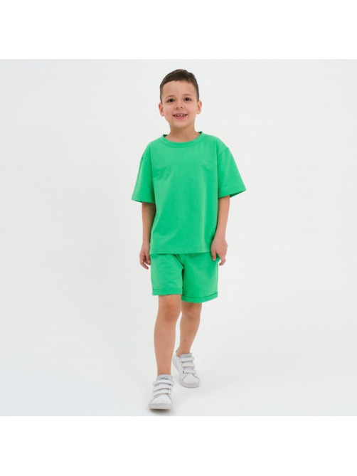 Комплект детский (футболка, шорты) KAFTAN Basic line, зелёный, размер 30 (98-104 см)