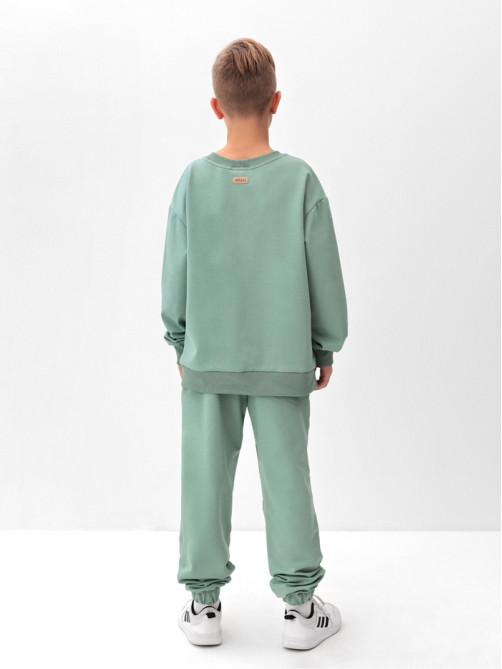 Костюм (свитшот и брюки) детский MINAKU: Casual Collection, цвет оливы, рост 128 см