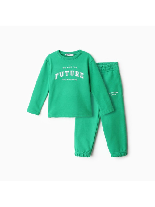 Костюм детский (лонгслив, брюки) KAFTAN Future, зеленый, размер 36 (134-140 см)