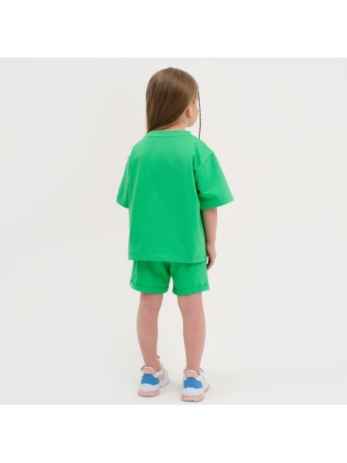 Комплект детский (футболка, шорты) KAFTAN Basic line, зелёный, размер 32 (110-116 см)