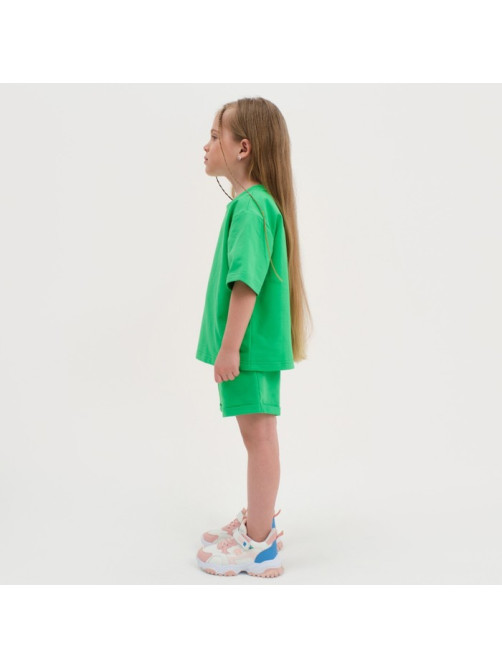 Комплект детский (футболка, шорты) KAFTAN Basic line, зелёный, размер 30 (98-104 см)