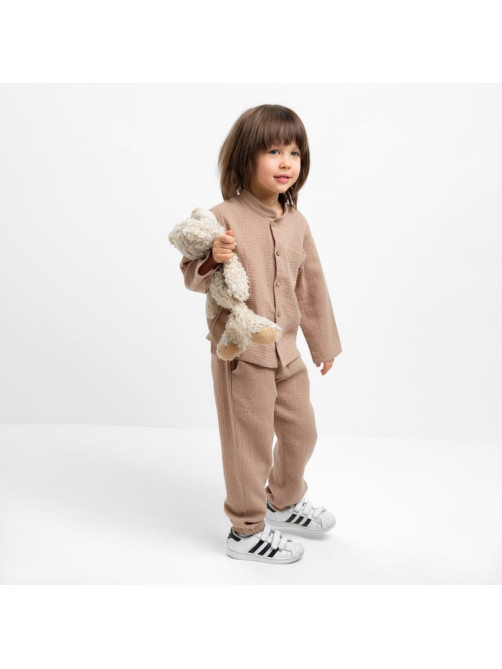 Костюм (рубашка и брюки) для мальчика KAFTAN «Муслин», бежевый, размер 26 (80-86 см)