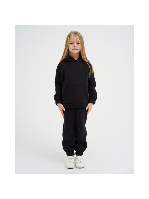 Костюм детский с начёсом (толстовка, брюки) KAFTAN: Basic line, чёрный, размер 32 (110-116 см)