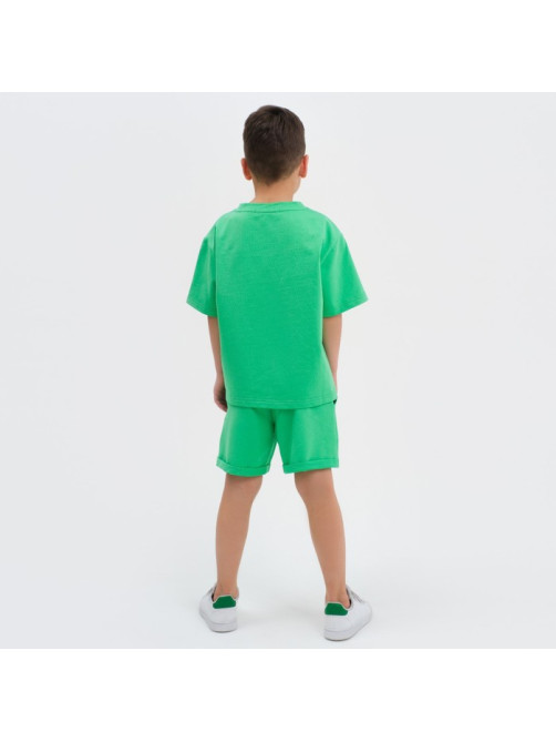 Комплект детский (футболка, шорты) KAFTAN Basic line, зелёный, размер 32 (110-116 см)