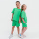 Комплект детский (футболка, шорты) KAFTAN Basic line, зелёный, размер 32 (110-116 см)