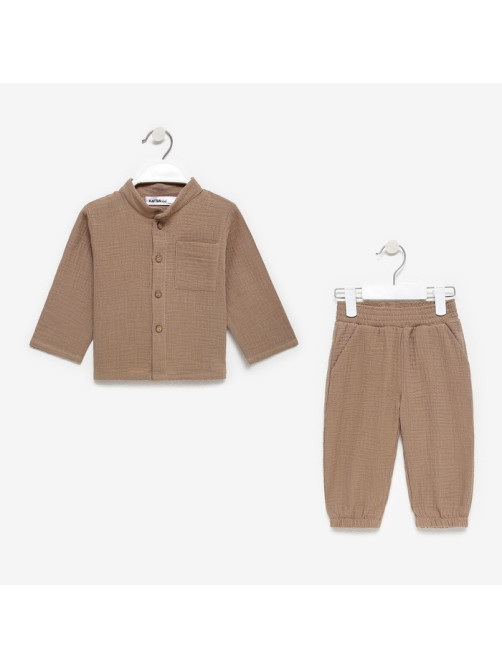 Костюм (рубашка и брюки) для мальчика KAFTAN «Муслин», бежевый, размер 30 (98-104 см)