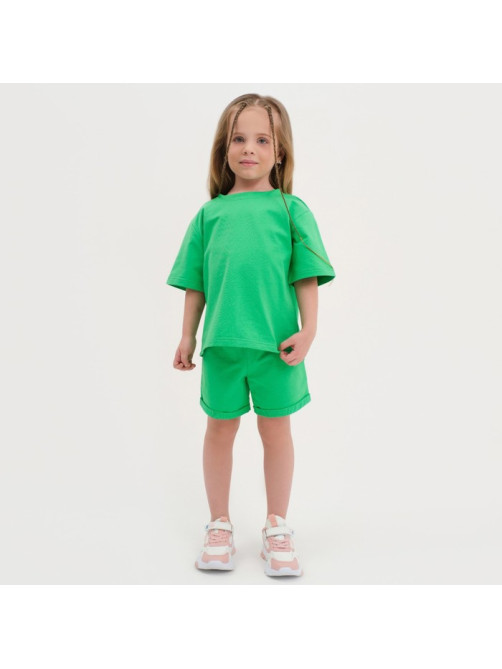 Комплект детский (футболка, шорты) KAFTAN Basic line, зелёный, размер 32 (110-116 см)