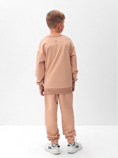 Костюм (свитшот и брюки) детский MINAKU: Casual Collection, бежевый, рост 122 см