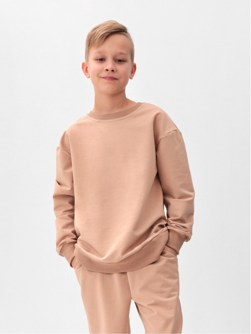 Костюм (свитшот и брюки) детский MINAKU: Casual Collection, бежевый, рост 122 см