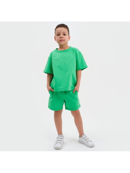 Комплект детский (футболка, шорты) KAFTAN Basic line, зелёный, размер 30 (98-104 см)