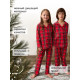 Пижама детская новогодняя (рубашка, брюки) KAFTAN «Клетка», красная, размер 30 (98-104 см)