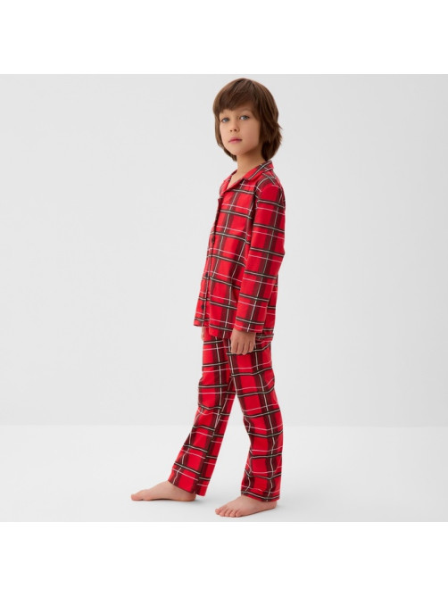 Пижама детская новогодняя (рубашка, брюки) KAFTAN «Клетка», красная, размер 30 (98-104 см)