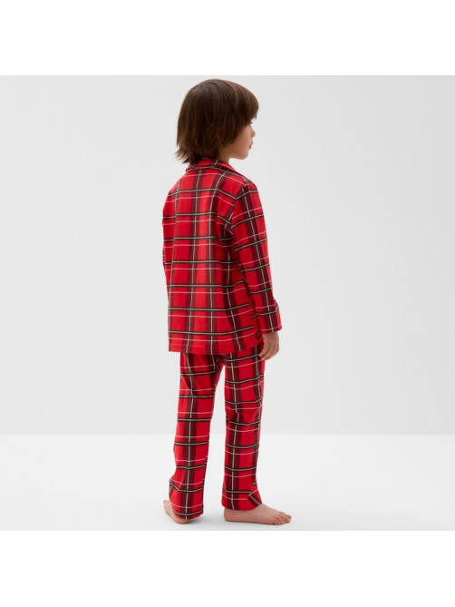 Пижама детская новогодняя (рубашка, брюки) KAFTAN «Клетка», красная, размер 28 (86-92 см)
