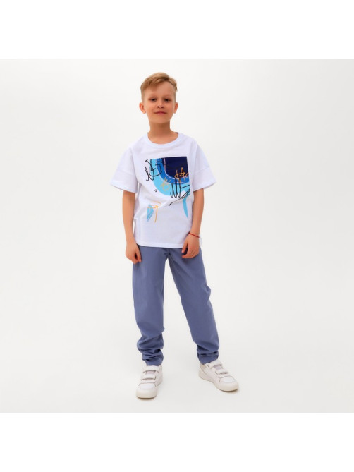 Брюки для мальчика MINAKU: Cotton collection, синие, рост 110 см