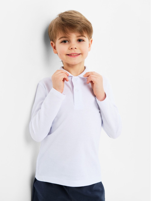 Джемпер поло для мальчика MINAKU: Basic Line KIDS, белый, рост 98 см