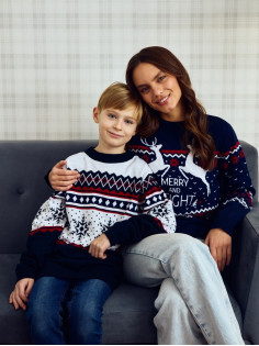 Джемпер детский новогодний вязаный KAFTAN: Snow, чёрный, размер 30 (98-104 см)