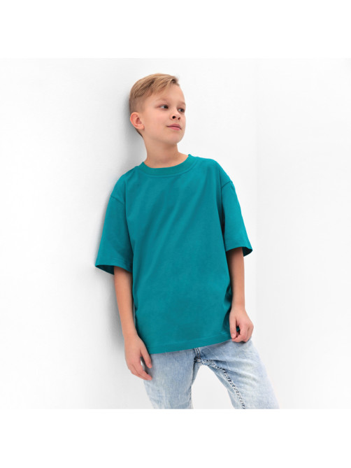 Футболка детская MINAKU: Casual Collection, бирюзовая, рост 110 см