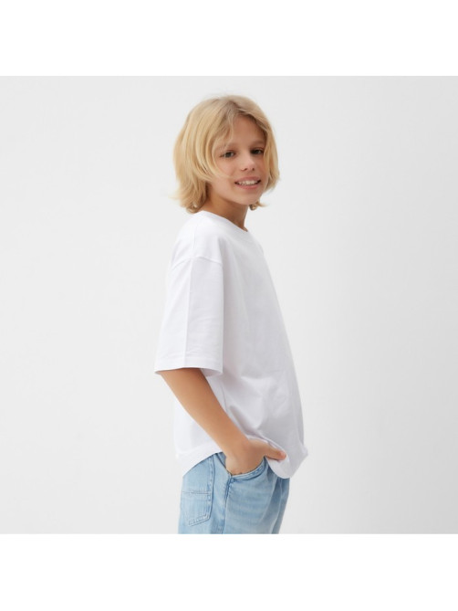 Футболка детская однотонная MINAKU: Basic line kids, белая, рост 110 см
